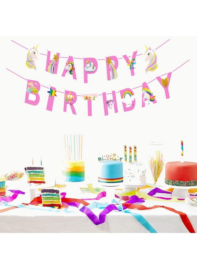 SHANAYA Happy Birthday Banner Bunting Flag Letter Banners For Birthday Boys Girls Party Supplies (UNICORN) - Image 3