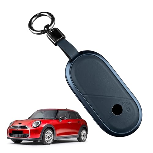 KUNGKIC For Mini Cooper S F65 F66 F67 Countryman U25 ACEMAN J05 Aluminum Alloy Leather Protector Smart Key Case Keychain (Blue) - Image 1