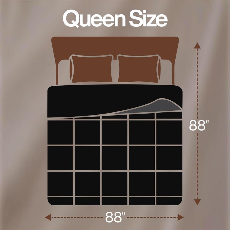 Comforter Duvet Insert - Quilted Comforter with Corner Tabs - Box Stitched Down Alternative Comforter (Black/Grey, Queen) - Image 2