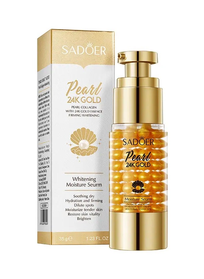SADOER Whiten Skin, Remove Freckles, Moisturize and Replenish Water 24K Golden Pearl Collagen Essence  - Image 1
