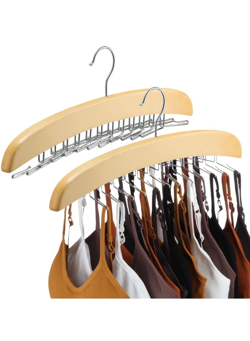SYOSI SYOSI 2 Pcs Bra Hangers, Underwear Hangers Wooden Hangers for Tank Tops/Bras/Ties/Belt/Camisole with 360° Rotating & 24 Foldable Metal Hooks  - Image 1