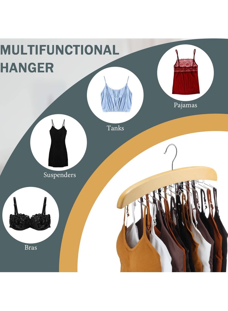 SYOSI SYOSI 2 Pcs Bra Hangers, Underwear Hangers Wooden Hangers for Tank Tops/Bras/Ties/Belt/Camisole with 360° Rotating & 24 Foldable Metal Hooks  - Image 5
