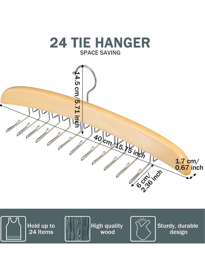 SYOSI SYOSI 2 Pcs Bra Hangers, Underwear Hangers Wooden Hangers for Tank Tops/Bras/Ties/Belt/Camisole with 360° Rotating & 24 Foldable Metal Hooks  - Image 2