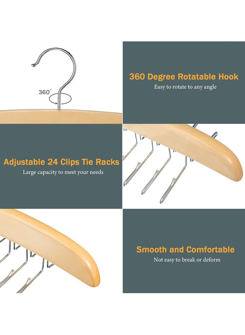 SYOSI SYOSI 2 Pcs Bra Hangers, Underwear Hangers Wooden Hangers for Tank Tops/Bras/Ties/Belt/Camisole with 360° Rotating & 24 Foldable Metal Hooks  - Image 3