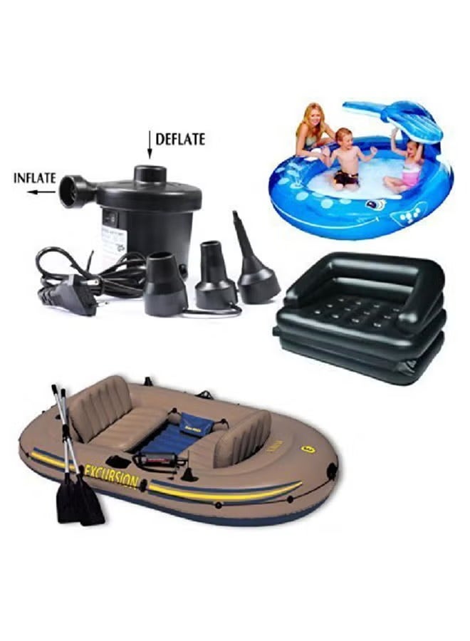 Electric Air Pump for Inflatables, Perfect Inflator/Deflator, 3 Nozzles, Black,  Corded 3pin  Plug  - Image 4