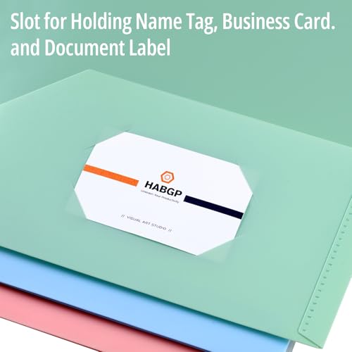 HABGP 6 Pack Colored File Folders with Pockets and Business Card Holder, Pastel Decorative Pocket Folders for Documents, Cute Plastic Folders for Filing Cabinet, School, Office, Resume Portfolio - Image 4