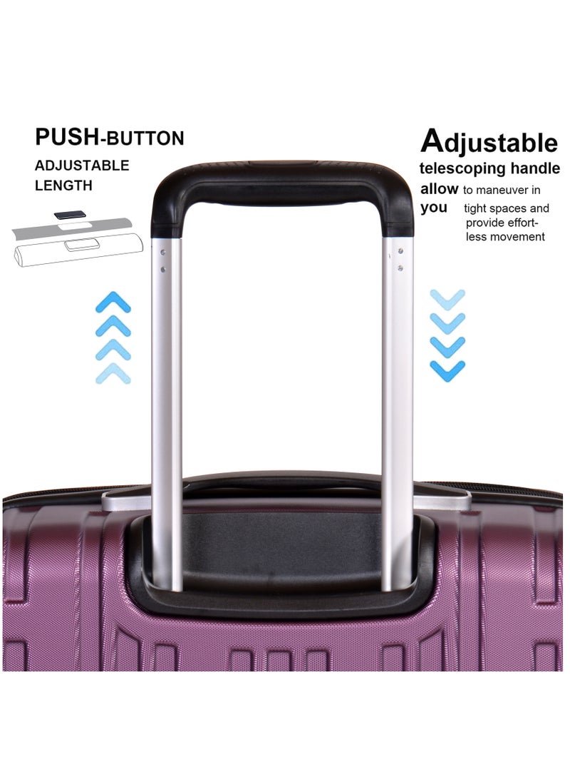 eminent - Hard Case Travel Bag Makrolon Polycarbonate Luggage Trolley Lightweight Expandable Zipper Suitcase 4 Quiet Wheels With TSA Lock KG82 Purple - Image 1