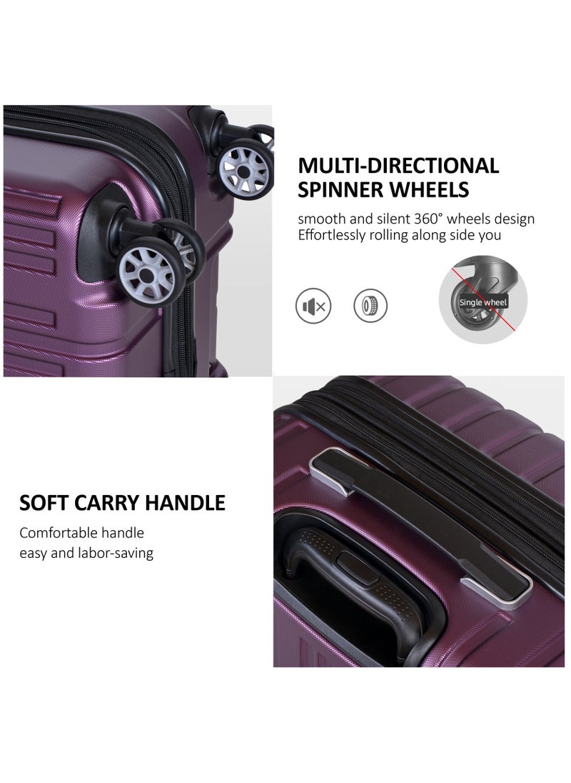 eminent - Hard Case Travel Bag Makrolon Polycarbonate Luggage Trolley Lightweight Expandable Zipper Suitcase 4 Quiet Wheels With TSA Lock KG82 Purple - Image 1