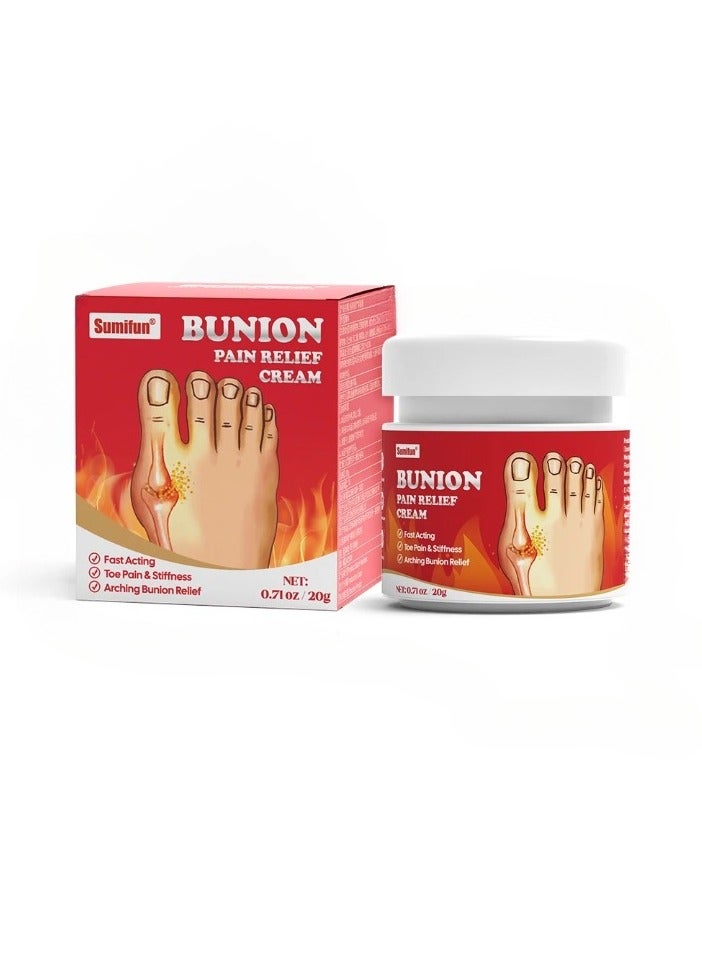 Sumifun Bunion Pain Relief Cream, Natural Formula Toe Gout Relief Cream, Effective Fast Relief Bunion Toe Stiffness Relief Ointment For Back, Neck, Knee, Hand, Wrist, Shoulder And Feet, ( 1pc x 20g) - Image 1