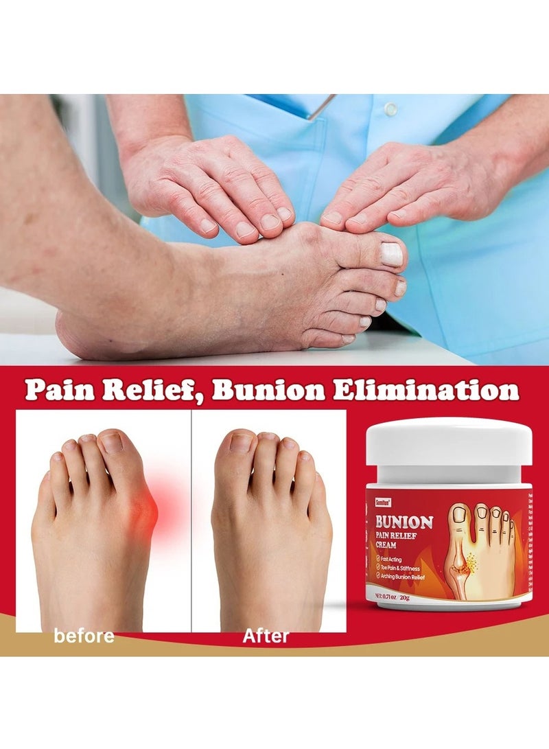 Sumifun Bunion Pain Relief Cream, Natural Formula Toe Gout Relief Cream, Effective Fast Relief Bunion Toe Stiffness Relief Ointment For Back, Neck, Knee, Hand, Wrist, Shoulder And Feet, ( 1pc x 20g) - Image 2