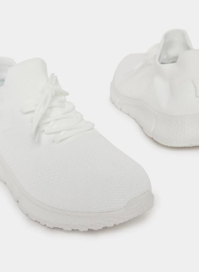 Styli Styli Textured Slip-On Sneakers with Lace Up Details