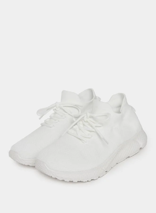 Styli Styli Textured Slip-On Sneakers with Lace Up Details