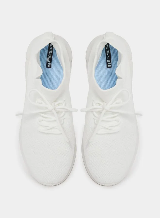 Styli Styli Textured Slip-On Sneakers with Lace Up Details