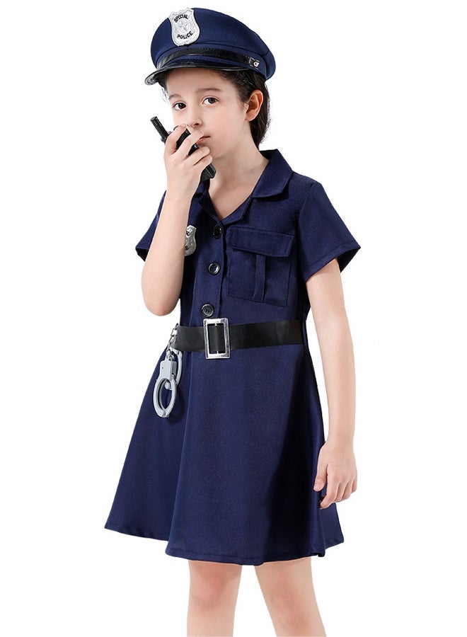 TAPIT Girls Police Costume Cosplay Costumes for Kids Role Play Kit with Gift Accessories Suitable for Children 100-130cm forfor Halloween Parties Birthday Celebrations School Plays - Image 3