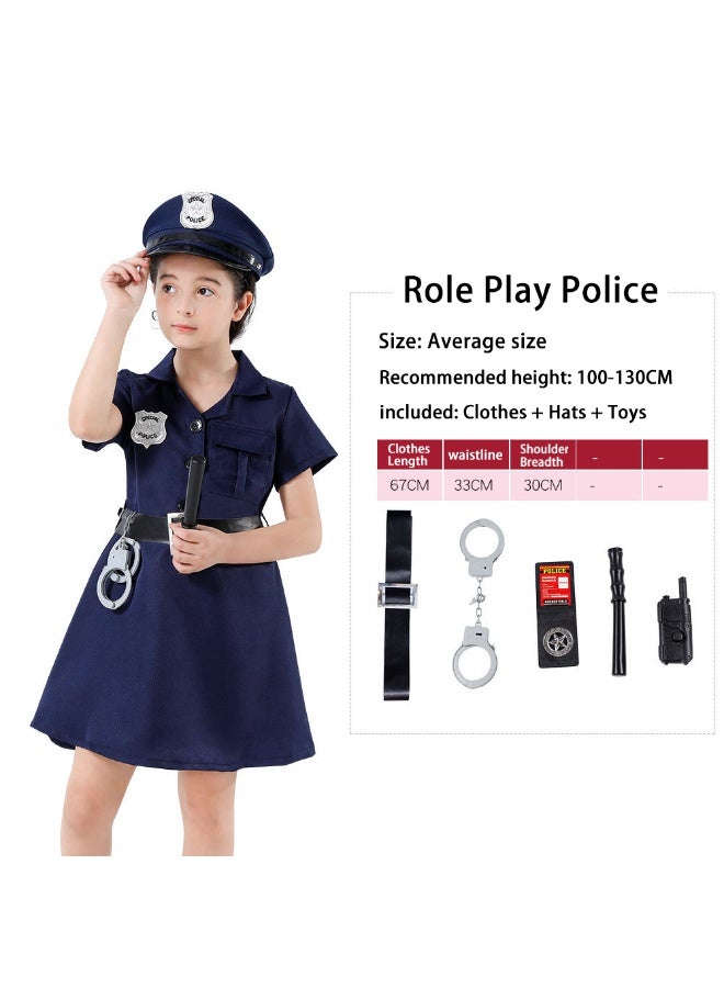 TAPIT Girls Police Costume Cosplay Costumes for Kids Role Play Kit with Gift Accessories Suitable for Children 100-130cm forfor Halloween Parties Birthday Celebrations School Plays - Image 2