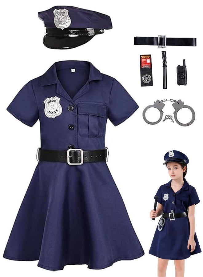 TAPIT Girls Police Costume Cosplay Costumes for Kids Role Play Kit with Gift Accessories Suitable for Children 100-130cm forfor Halloween Parties Birthday Celebrations School Plays - Image 1