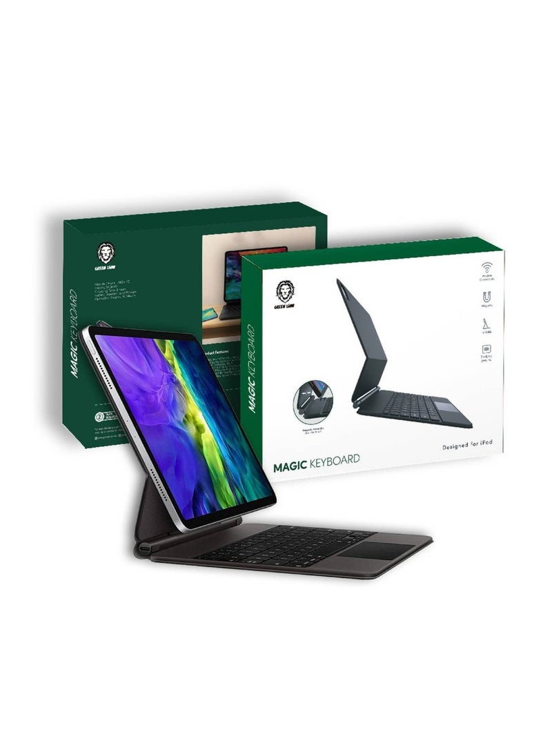 GREEN LION - Magic Keyboard (Arabic/English) 500mAh Superior Keyboard Quality High Sensitivity Touchpad Foldable And Portable Backlight With Brightness Adjustable For iPad 10.9” 10th Generation 2022 - Black - Image 1