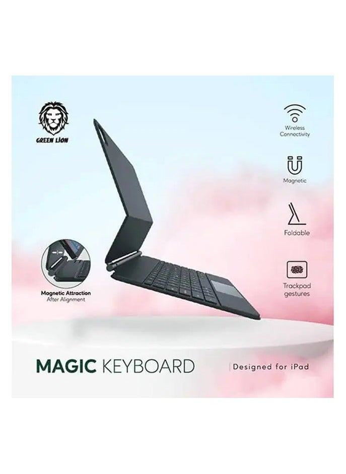 GREEN LION - Magic Keyboard (Arabic/English) 500mAh Superior Keyboard Quality High Sensitivity Touchpad Foldable And Portable Backlight With Brightness Adjustable For iPad 10.9” 10th Generation 2022 - Black - Image 1