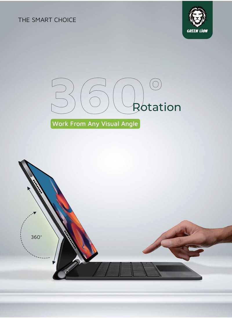 GREEN LION - Magic Keyboard (Arabic/English) 500mAh Superior Keyboard Quality High Sensitivity Touchpad Foldable And Portable Backlight With Brightness Adjustable For iPad 10.9” 10th Generation 2022 - Black - Image 1