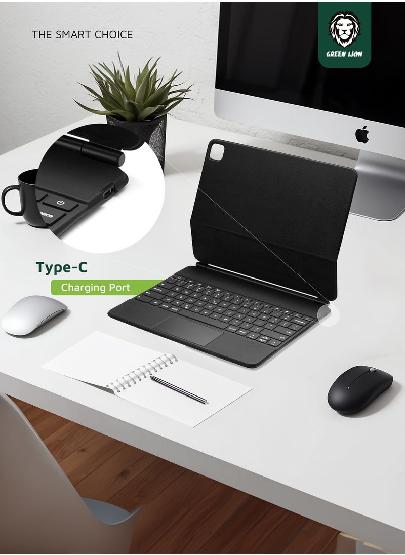 GREEN LION - Magic Keyboard (Arabic/English) 500mAh Superior Keyboard Quality High Sensitivity Touchpad Foldable And Portable Backlight With Brightness Adjustable For iPad 10.9” 10th Generation 2022 - Black - Image 1