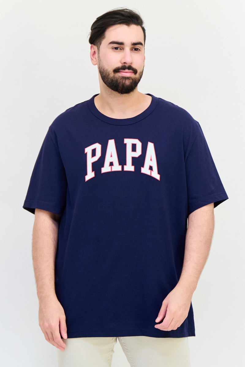 Celio Men Crew Neck Short Sleeve Graphic T Shirt, Navy  - Image 1