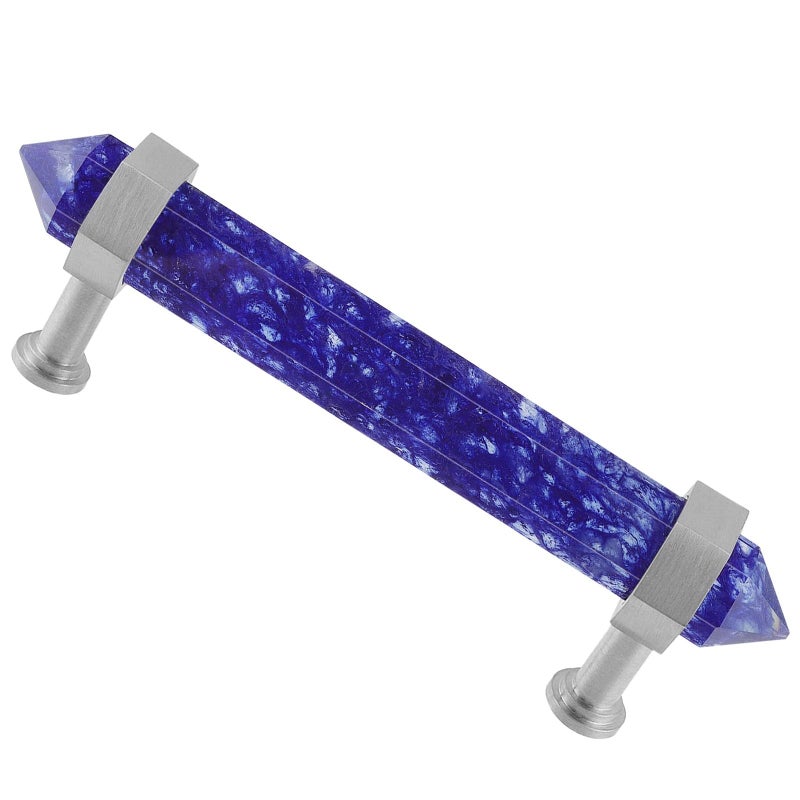 mookaitedecor Brushed Stainless Steel with Blue Smelting Quartz Double Crystal Points Drawer Pulls Cabinets Handles Door Knobs for Dresser Cupboard Kitchen Decor - Image 2