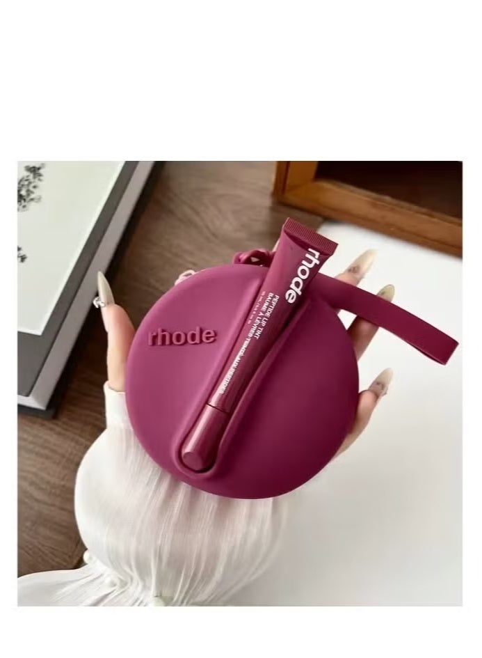 rhode Lipstick Holder Bag Coin Purse Lip Glaze Organizer Storage Bag Toast Ribbon (PURPLE) - Image 1