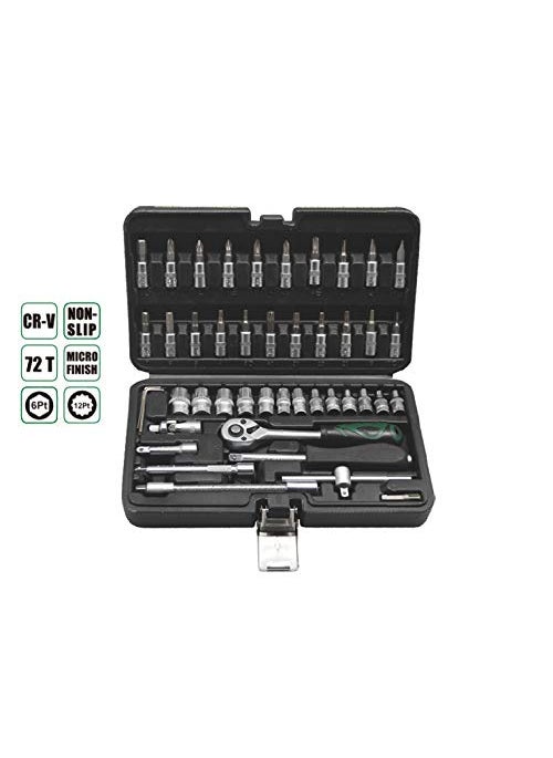 Aeroforce Aeroforce AeS46 CrV 14 Dr Socket Set Silver Green 46 Piece  - Image 1