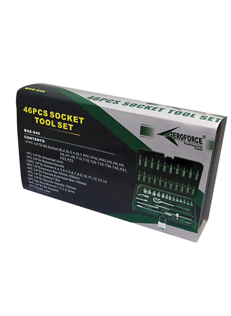 Aeroforce Aeroforce AeS46 CrV 14 Dr Socket Set Silver Green 46 Piece  - Image 3