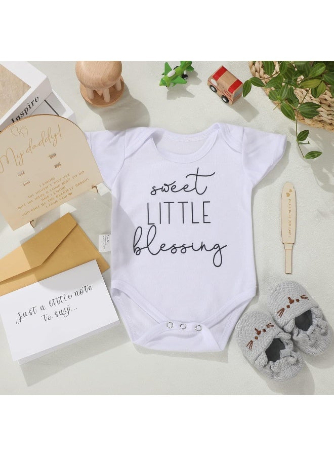 Berlune 6 Pcs Pregnancy Announcements for Dad Baby Bodysuit Infant Shoes Pregnancy Wooden Sign Reveal Card Envelope Surprise Baby Announcement Gifts Set for Husband Partner - Image 4