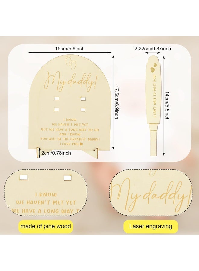 Berlune 6 Pcs Pregnancy Announcements for Dad Baby Bodysuit Infant Shoes Pregnancy Wooden Sign Reveal Card Envelope Surprise Baby Announcement Gifts Set for Husband Partner - Image 2
