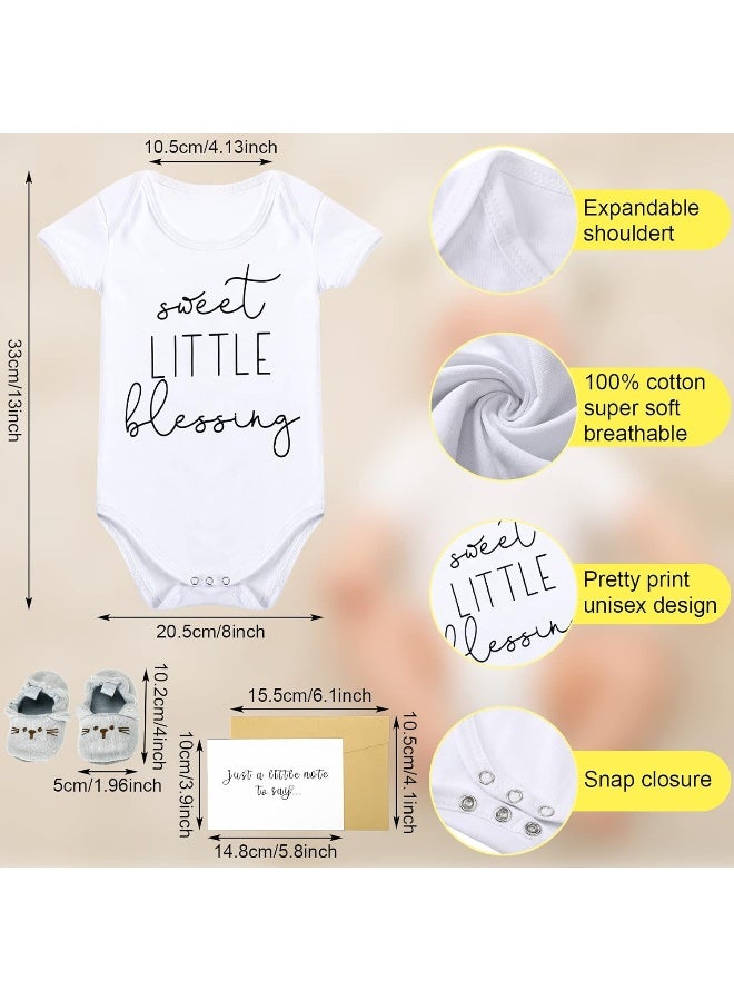 Berlune 6 Pcs Pregnancy Announcements for Dad Baby Bodysuit Infant Shoes Pregnancy Wooden Sign Reveal Card Envelope Surprise Baby Announcement Gifts Set for Husband Partner - Image 3