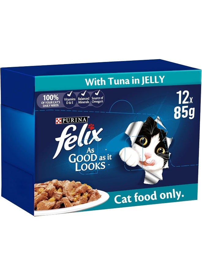 PURINA بوريانا فيليكس كما يبدو للبالغين القطط مع التونة في الجيلي 85 جرام، عبوة من 12 - Image 4