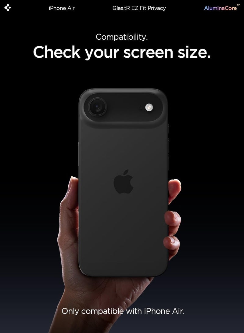Spigen GLAStR EZ Fit iPhone 17 Air PRIVACY Screen Protector [2 PACK] Premium Tempered Glass with Auto Align technology - 2 PACK - Image 2