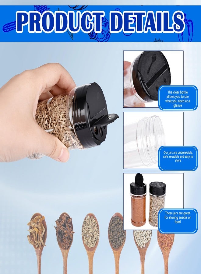 Conagel 20 Pcs 5.5 oz Plastic Spice Jars with Shaker Lids Clear Spice Bottles with Black Caps Empty Seasoning Containers for Kitchen Storing Herbs Seasoning Powders - Image 3