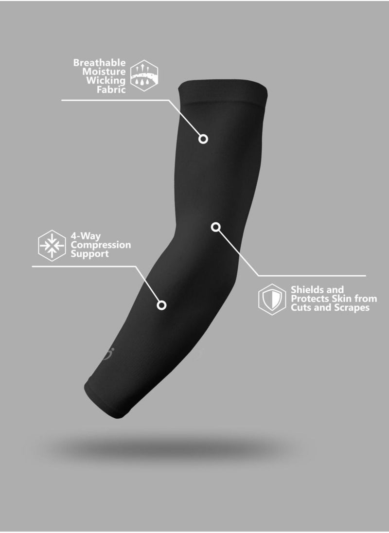 INCITE - Compression Arm Sleeves for Unisex Black Free Size - Image 1