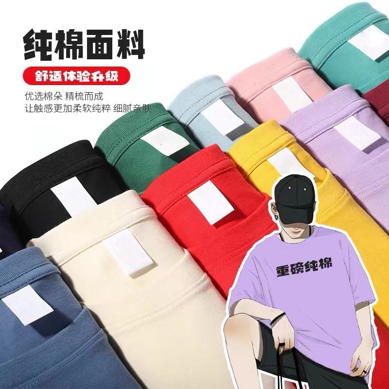 Summer Explosions Pure Cotton Women'S Short-Sleeved T-Shirt Men'S Heavy American T-Shirt Casual Loose Round Neck Printed Short-Sleeved Wear - Image 4