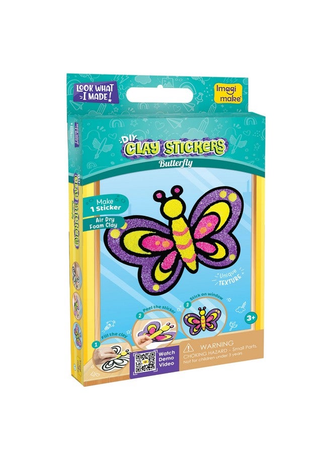إيماجيميك ملصقات طين إيماجيميك: فراشة | اصنع ملصقًا فريدًا بنفسك باستخدام طين يجف في الهواء | سهل الاستخدام، سهل الحمل | هدايا إرجاع | هدية عيد ميلاد للأطفال من سن ٣، ٤، ٥، ٦، ٧، ٨ سنوات - Image 1