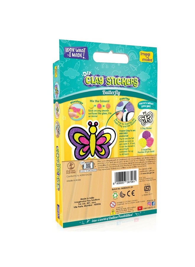 إيماجيميك ملصقات طين إيماجيميك: فراشة | اصنع ملصقًا فريدًا بنفسك باستخدام طين يجف في الهواء | سهل الاستخدام، سهل الحمل | هدايا إرجاع | هدية عيد ميلاد للأطفال من سن ٣، ٤، ٥، ٦، ٧، ٨ سنوات - Image 5