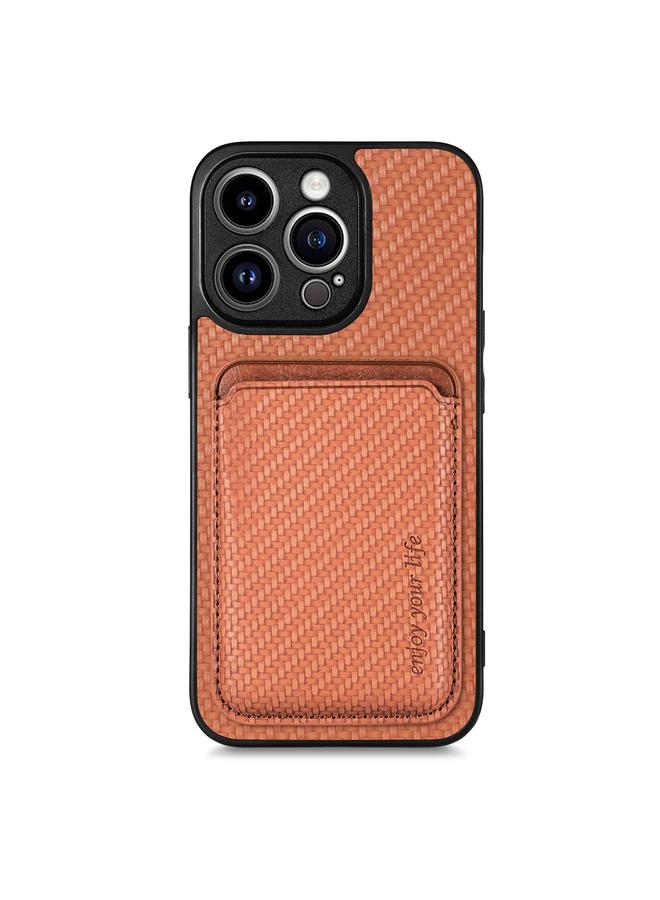 Zaboon Case For iPhone 13 Pro Carbon Fiber Leather Card Magsafe Magnetic Phone Case - Image 1