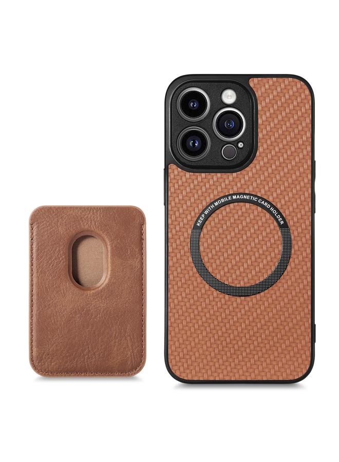 Zaboon Case For iPhone 13 Pro Carbon Fiber Leather Card Magsafe Magnetic Phone Case - Image 3