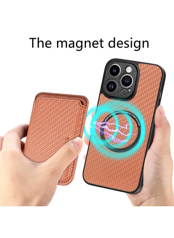Zaboon Case For iPhone 13 Pro Carbon Fiber Leather Card Magsafe Magnetic Phone Case - Image 5