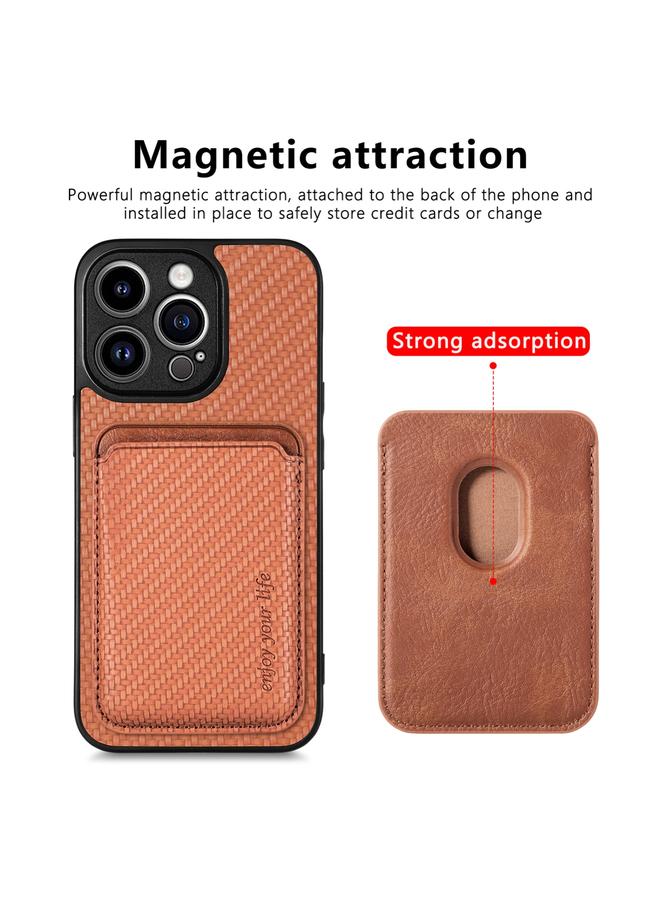 Zaboon Case For iPhone 13 Pro Carbon Fiber Leather Card Magsafe Magnetic Phone Case - Image 4