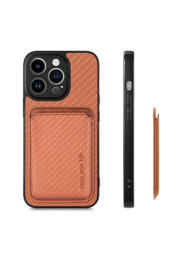 Zaboon Case For iPhone 13 Pro Carbon Fiber Leather Card Magsafe Magnetic Phone Case - Image 2