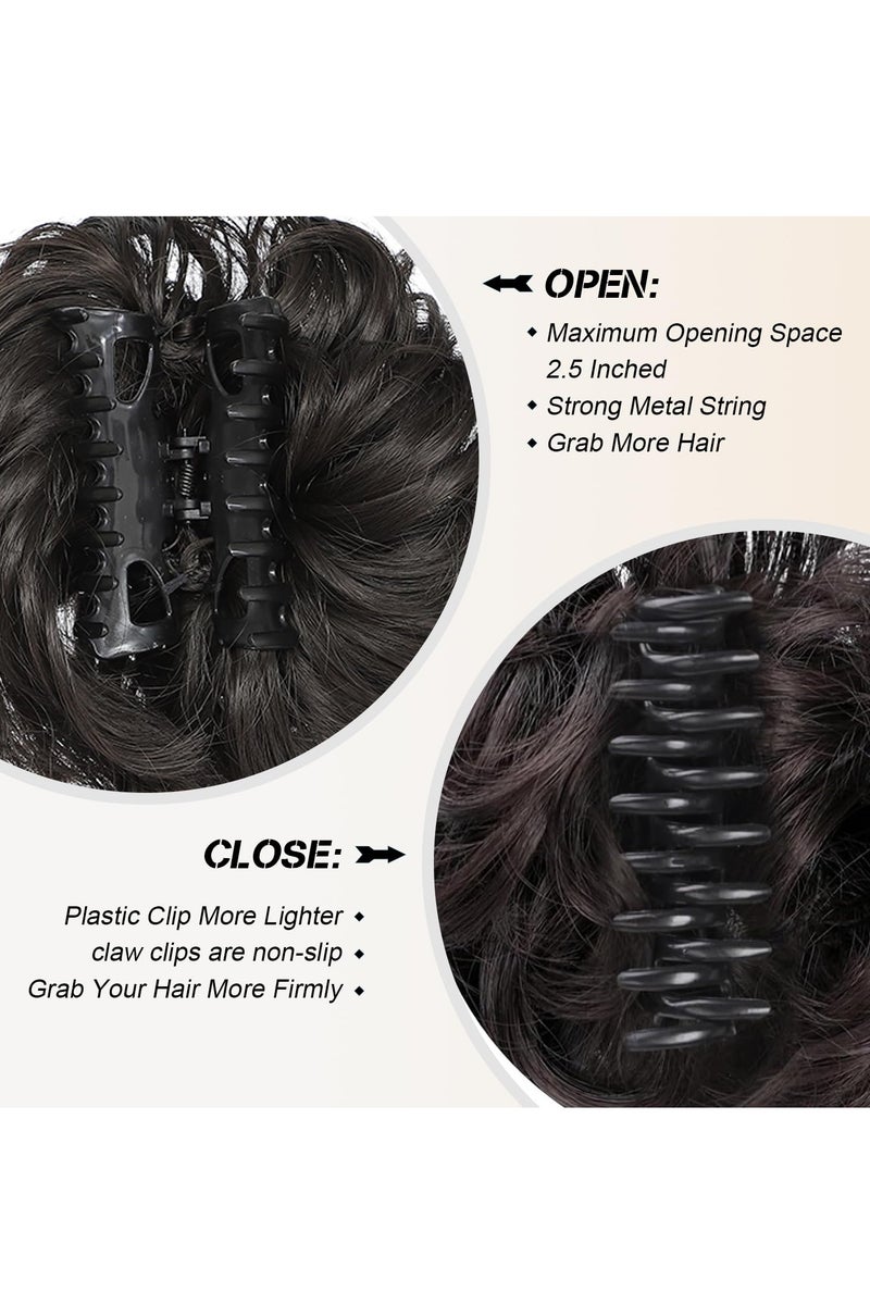 LUMYA Messy Bun Hair Piece Claw Clip, Curly Tousled Updo Hair Bun Extension, Wavy Synthetic Chignon Hairpieces for Women, Wedding Party Daily Use (Black) - Image 3