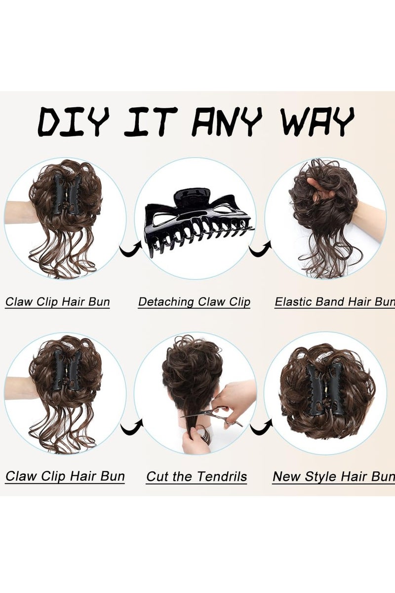 LUMYA Messy Bun Hair Piece Claw Clip, Curly Tousled Updo Hair Bun Extension, Wavy Synthetic Chignon Hairpieces for Women, Wedding Party Daily Use (Black) - Image 4