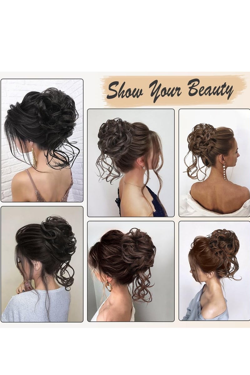 LUMYA Messy Bun Hair Piece Claw Clip, Curly Tousled Updo Hair Bun Extension, Wavy Synthetic Chignon Hairpieces for Women, Wedding Party Daily Use (Black) - Image 5