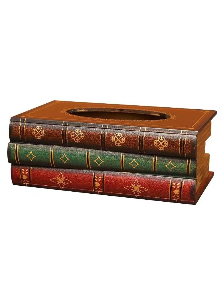 LINGWEI - Tissue Case Wooden Book Shape Tissue Box Wooden Rectangular Napkin Holder Simple and Stylish Tissue Case For Home Office - Image 1