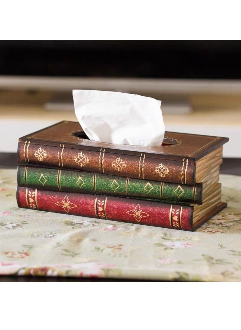 LINGWEI - Tissue Case Wooden Book Shape Tissue Box Wooden Rectangular Napkin Holder Simple and Stylish Tissue Case For Home Office - Image 1