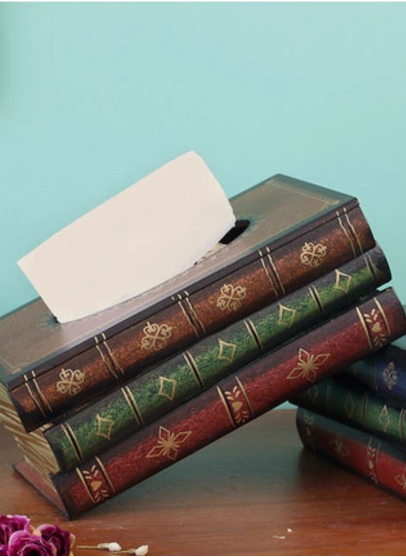 LINGWEI - Tissue Case Wooden Book Shape Tissue Box Wooden Rectangular Napkin Holder Simple and Stylish Tissue Case For Home Office - Image 1